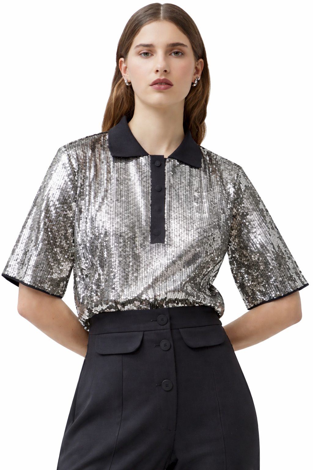 Silver Sequin Polo