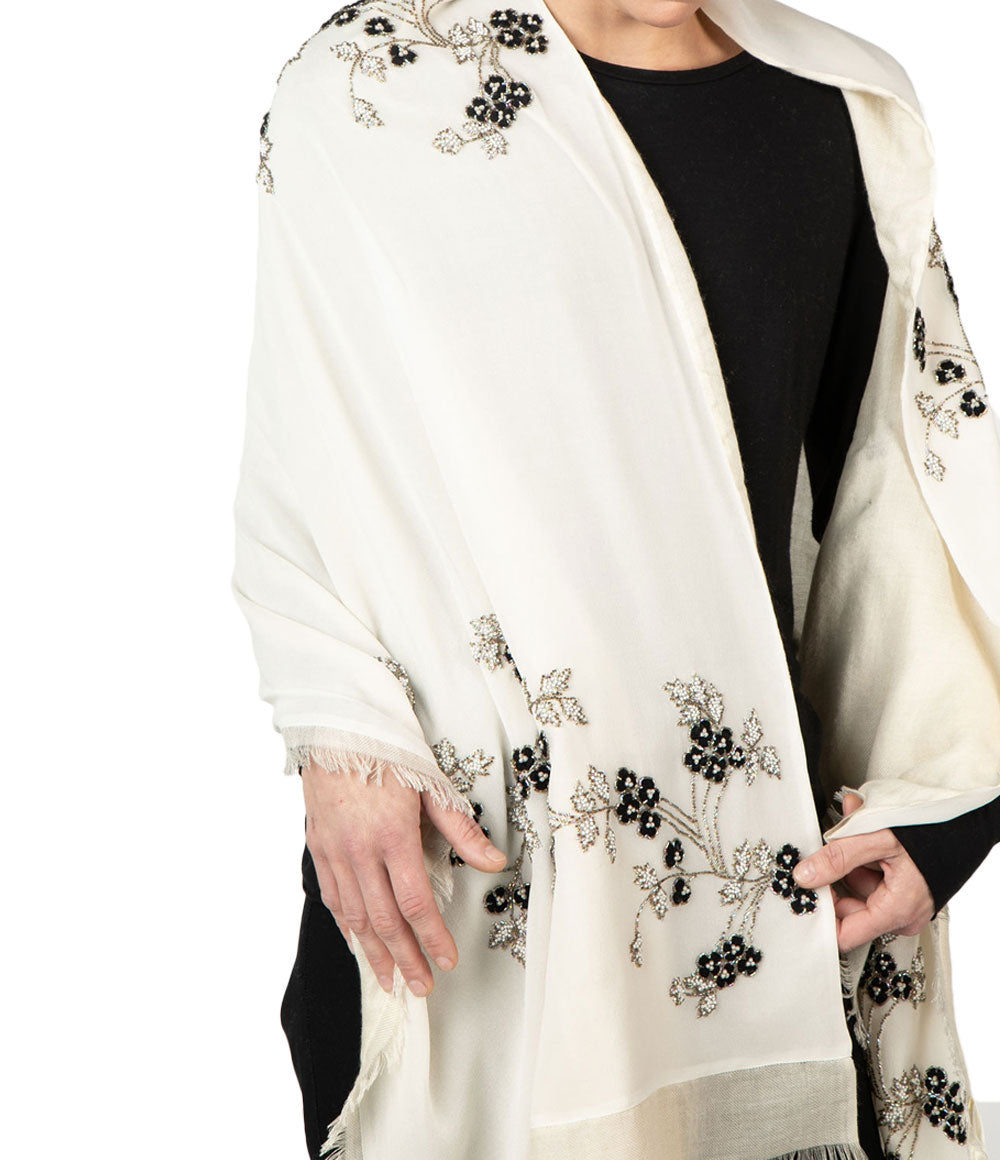 White Womens Shawls - jodirose.com