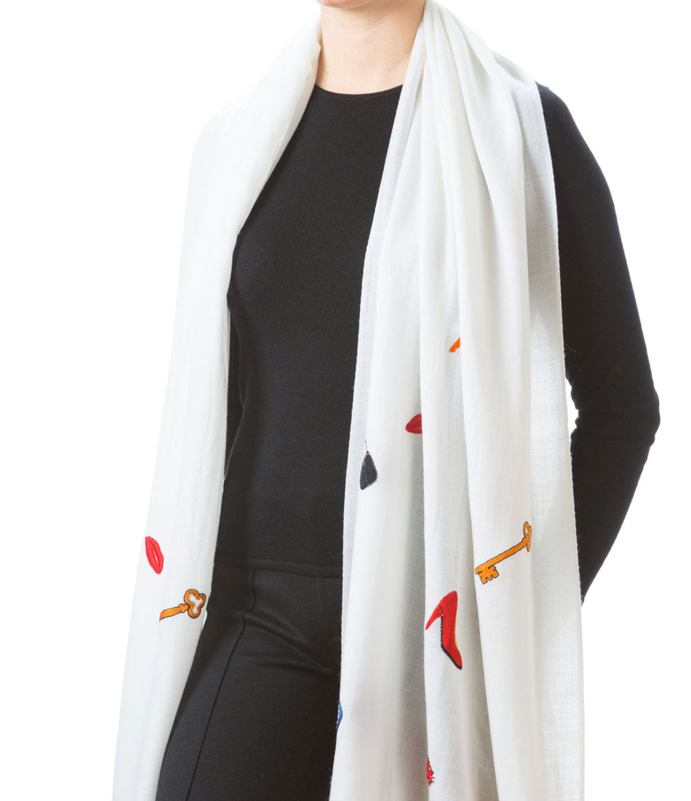 White Womens Shawls - jodirose.com