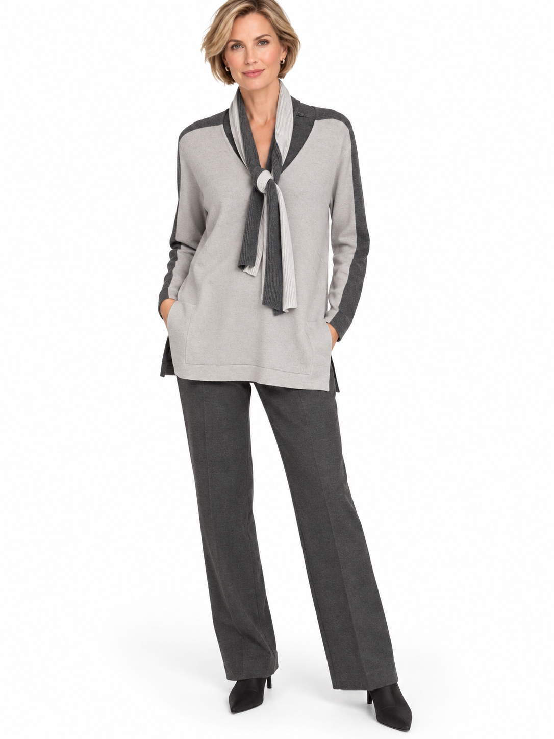 Two-Tone V Neck Sweater
