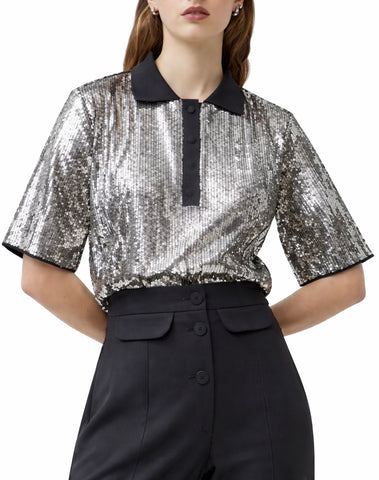 Silver Sequin Polo